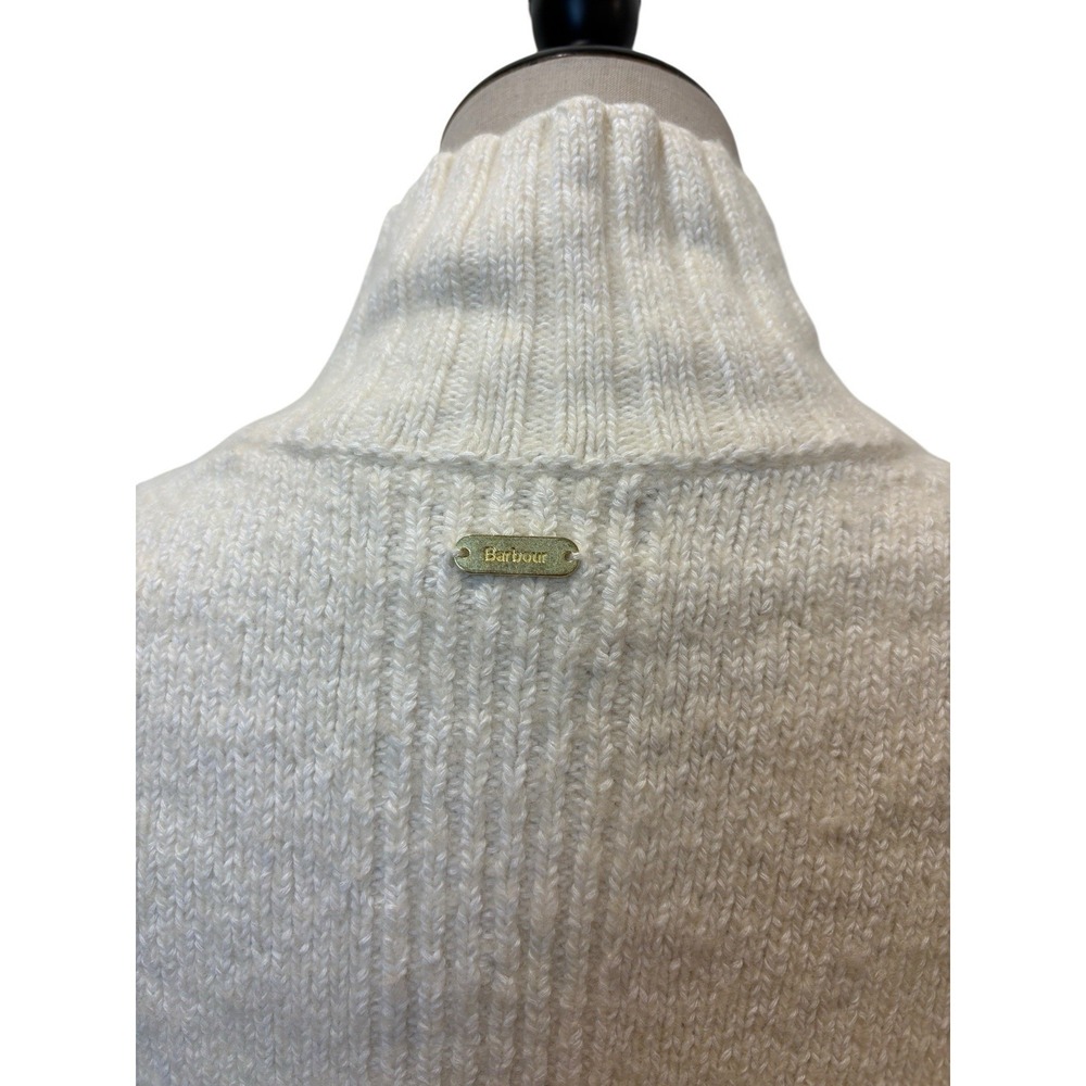 Barbour Women's Cropped Sweater Ivory Wool Blend Sz 6 Quiet Luxury Minimalist - Picture 6 of 8